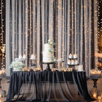 20×10ft Black Tulle Backdrop Curtain with Lights String for Parties, Sheer Photo Backdrop Curtains for Wedding Party Photography Background - Image 5