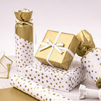 WRAPAHOLIC Jumbo Reversible Wrapping Paper - 30 Inch x 100 Feet Jumbo Roll - Gold Print and Delicate Polka Dots Design for Birthday, Christmas, Wedding, Baby Shower - Image 4