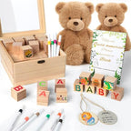 144 Pcs Baby Shower Game Sign Kit, Baby Shower Blocks Games Sets, Includes 50 DIY Blank Wooden Blocks, 41 Stencils, 36 Paint Markers, 15 Advice Cards, 1 Storage Box and 1 Wooden Sign - Image 5