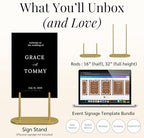 Gold Wedding Welcome Sign Stand with Holder - Elegant Metal Easel Display for Seating Chart, Reception Signs, Welcome Board - 30+ Customizable designs for Baby, Bridal Shower - Versatile Party Sign Holder - Image 2