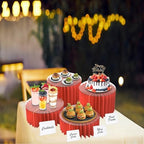 4 Pack Buffet Risers Food Risers for Buffet Table Acrylic Risers Display Stands Tall Cake Stands Cylinder Stands for Party Pedestal Cake Stand Dessert Table Display Set Cupcake Stands Cupcake Display (red, 4) - Image 4