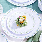 YOUBET 60PCS Blue and Green Floral Plastic Plates for Tea Party Wedding by YOUBET