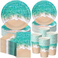 Funnymoom 250 Pcs Beach Ocean Waves Paper Plates Napkins and Cups Serves 50 by Funnymoom