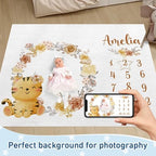 Personalized Baby Monthly Milestone Blanket Boy or Girl - Tiger Print Months Blanket with Wood Frame and Newborn Wooden Sign - Growth Chart Milestone Blanket 1-12 Month Milestones - Image 2