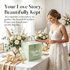 OASF&QPPTY Custom Wedding Card Box with Lock, Elegant Personalized Wedding Card Box for Reception, Graduation, Baby Shower - Secure PVC Money Box for Cards and Well Wishes, Elegant Party Table Decor - Image 3