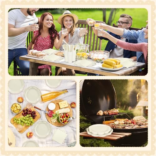 400 Pcs Ivory Paper Plates and Napkins Set Party Supplies Serve 50 Guest - Image 7