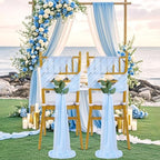 QueenDream Light Blue Sashes Chair Aisle Decorations: 36 Pack Baby Shower Chair Cover 8FT Long Tulle Draping Fabric Wedding Reception Church - Image 2