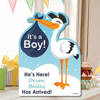Big Dot of Happiness Custom Boy Special Delivery - Baby Arrival Sign - Blue It's A Boy Stork Personalized Baby Announcement & Welcome Yard Sign - Image 5