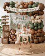 Beary First Birthday Decorations for Boy, All-In-One Woodland Bear Themed 1st Birthday Party Decorations Kit, Forest Bear Backdrop Balloon Garland Box Banner for Beary 1st Birthday Decorations Boy - Image 2