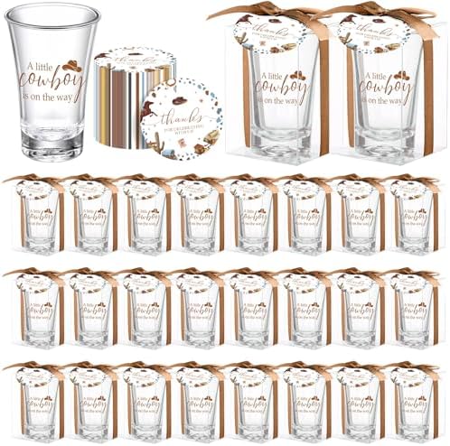 Roshtia 24 Sets Cowboy Baby Shower Favors for Guests, Shot Glass Favors by Roshtia