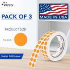 Perco Neon Orange Perforated Round Circle Dot Sticker 1/2-Inch Labels — 3 Rolls, 9,000 Stickers - Events, Tasks for Priority Flags, Urgent Marking & Action Labels, Strong Adhesive—Made in USA - Image 2