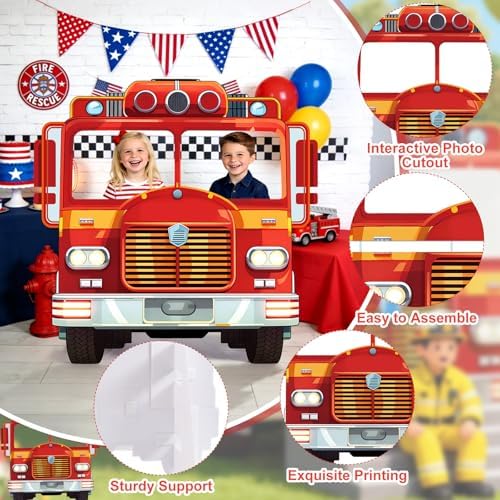3.94 Ft Fire Truck Corrugated Plastic Standee Cutout Photo Prop - Image 4