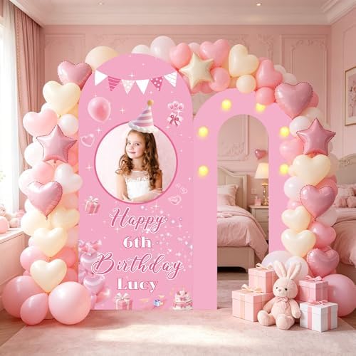 6.6FT Custom Foam Arch Backdrop Board with Photo, Name Customized 6FT Foam Board Backdrop for Parties Birthday Celebrations, Customized Decor Gifts for Women Her - Image 2