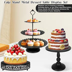Fivenl 8 Pcs Cake Stand Black Metal Dessert Table Display Set, 3-Tier Cupcake Stand, Cake Display Tower and Cookie Tray Rack Serving Tray for Birthday Party, Weddings, Baby Shower (Black) - Image 4