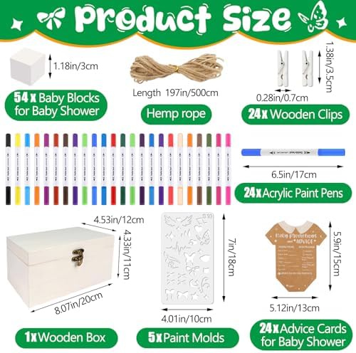 Fayoo 134 Pcs Wood Blocks to Decorate, Wood Games Kit with Wooden Blocks Prediction and Advice Card Clothes Pins Storage Box Game Sign Markers(White) - Image 2