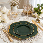 Liacere 50PCS Green Plastic Plates - Heavy Duty Disposable Plate-Green and Gold Include 25PCS Dinner Plate, 25PCS Dessert Plates for Wedding & Party & Holiday - Image 5