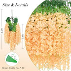 Waipfaru 24 Pack Wisteria Hanging Flowers, 3.6 Feet Champagne Wisteria Artificial Flowers, Artificial Fake Flower Garland, Hanging Vines for Bedroom Wedding Home Party Wall Decor (Champagne, 24pcs) - Image 3