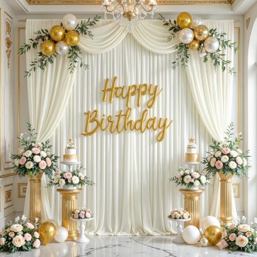 30x10ft Ivory Backdrop Curtains for Parties Wrinkle Free Fabric Backdrop Curtain Wedding Photo Backdrop Drapes for Birthday Party Baby Shower Bridal Shower Photography Back Drop 6 Panels 5x10FT - Image 2