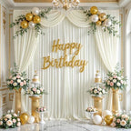 30x10ft Ivory Photo Backdrop Curtains for Parties Wedding Wrinkle Free Polyester Photoshoot Curtains Drapes Backdrop for Birthday Baby Shower Graduation Stage Photography Background 6 Panels 5x10FT - Image 7