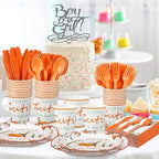 Dandat 350 Pcs Baby Shower Set, Little Cutie, Orange - Image 3
