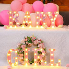 8 Pcs Baby Shower Pink LED Letters for Girl Party Decor, 8.7 Inch by Sacubee
