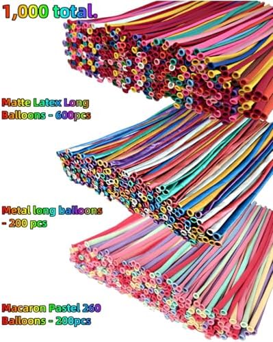 1000 Pcs 260 Balloons 3 materials Include 600 Pcs Matte 200 Pcs Metallic and 200 Pcs Pastel Long Balloons Used to create a variety of shapes - Image 2