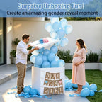Faelhacon 28”Giant Gender Reveal Gift Box with Lid Banner 40 Pcs Blue Balloons and Ribbons Sturdy Cardboard Easy Assembly Boy Or Girl Reveal Party Decor DIY Foldable Storage(Blue) - Image 6