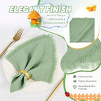 Showgeous 30 Pack Sage Green Cloth Napkins with Fringe, 16x16 inch - Image 3