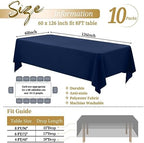 Showgeous 60x126 Inch Navy Blue Rectangle Tablecloth 10 Pack Fit 7FT Table - Image 2