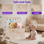 Baby Shower Gifts Baskets, Wooden Baby Closet Gifting for Newborn Boys and Girls, Wood Crate Box with Handle and Wheels, Personalized Cute Babyshower Decorations Basket for New Born - Image 4