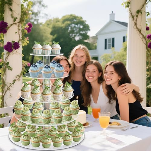 5 Tier Cupcake Stand, Large Round Acrylic Cupcake Tower for Wedding - Image 4