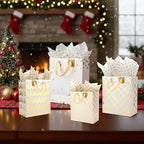Tenare 24 Pcs Metallic Gold Gift Bags Bulk with Handle and 24 Tissue Paper Gold Foil Gift Bag for for Graduation Wedding Groomsmen Bridal Baby Shower Gifts Holiday Party Favors 3 Size 4.5’’ 9’’ 13’’ - Image 5