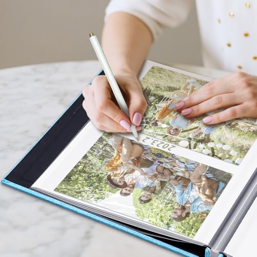Large Photo Album Self Adhesive, DIY Scrapbook Album for 3x5 4x6 8x10 Pictures, 60 Pages Light Blue Linen Cover Memory Book, Ideal Gift for Family Wedding Baby Christmas Anniversary - Image 6