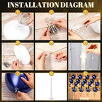 Wettarn 4 Set Balloon Column Kit for Floor with LED Light Balloons Stand Kit Tower Pillar Backdrop for Wedding Birthday Summer Baby Shower Party Decorations(Gold and Navy Blue) - Image 2