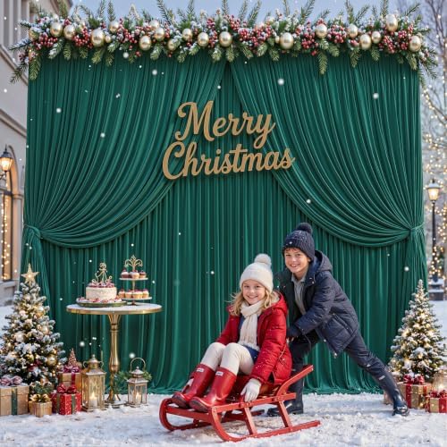 16ftx10ft Wrinkle Free Hunter Green Backdrop Curtain - 10 Feet Photography Backdrop Drapes, Silky Polyester Back Drop Cloth for Wedding Baby Shower Balloon Arch Background - Image 3