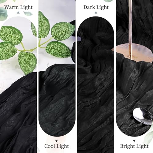 AGIRL 6 Pack Black Cheesecloth Table Runner 10FT Boho Gauze Halloween Decor - Image 5