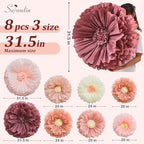 Serwalin 8 Pcs 31.5"*24"*20" Pink Giant Paper Flowers Decorations for Wall - Image 2