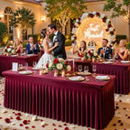 gogoparti 2 Pack Spandex Burgundy Fitted Table Cloth for 6ft Rectangle Tables Burgundy Stretch Tablecloth Table Covers Banquet Table Clothes Wrinkle Free Table Skirt for Parties Wedding - Image 2