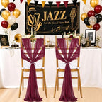 Burgundy Chair Sashes for Wedding: 16 Pieces 8ft Long Sheer Draping Fabric – Christmas Reception Party Hotel Event Chair Decorations - Image 3