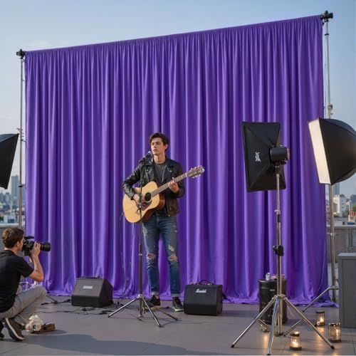 20x10ft Purple Backdrop Curtain Panels for Parties - Wrinkle Free Polyester Photo Curtain Backdrop Wedding Back Drop Fabric Drapes for Party Decorations Background for Photography - Image 2