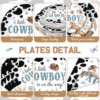Pickmesh 250 Pcs Cowboy Baby Shower a Little Cowboy Is on the Way Party Decorations Wild Western Theme Disposable Plates Napkins Cups for Baby Shower Party Supplies Serve 50 - Image 2