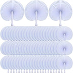 Yulejo 150 Packs White Hand Fans for Wedding Round Folding Plastic Handle by Yulejo