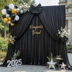 6 Panels Black Backdrop Curtain for Parties Black Wrinkle Free 30ft x 10ft Backdrop Drapes for Birthday Party Wedding Photo Photography Polyester Fabric Background Decoration - Image 3