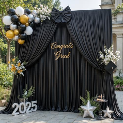6 Panels Black Backdrop Curtain for Parties Black Wrinkle Free 30ft x 10ft Backdrop Drapes for Birthday Party Wedding Photo Photography Polyester Fabric Background Decoration - Image 3