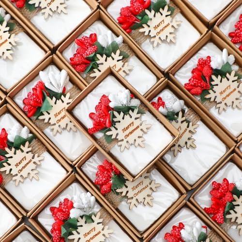 Demissle 30 Pcs Mini Scented Soap Party Favor Gifts Baby Shower Favors Handmade Flower Soap Party Favors for Guest with Thank You Tag for Wedding Bridal Shower Gender Reveal Gift(White,Trendy) by Demissle