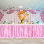 17ft Pink Table Skirt for Rectangle Table Ruffle Table Skirts Desk Skirts Tablecloth Polyester Pleated Fabric Table Skirts Bridal Shower Banquet Wedding Party Table Skirts - Image 7