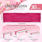 30 Pack Cheesecloth Table Runner 10FT Hot Pink Table Runner Boho Gauze Cheese Cloth Table Runners Long Rustic Sheer Table Decorations for Wedding Party Baby Bridal Shower Birthday Holiday Home - Image 2