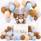 VercanMonth 28in Extra Large Baby Shower Box with Big Bear Foil Balloon and 12in Blue Brown Gold Balloon Set Jumbo Giant Gift Box Decoration Kit with Baby Stickers by VercanMonth