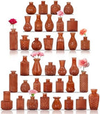 Set of 36 Glass Bud Vases Small Flower Vases for Centerpieces (Dark Amber) by JALANCY