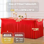 gogoparti 6 Pack Spandex Red Fitted Table Cloth for 6ft Rectangle Tables Red Stretch Tablecloth Table Covers Skirt Banquet Wrinkle Free Tablecloths for Parties Wedding - Image 5